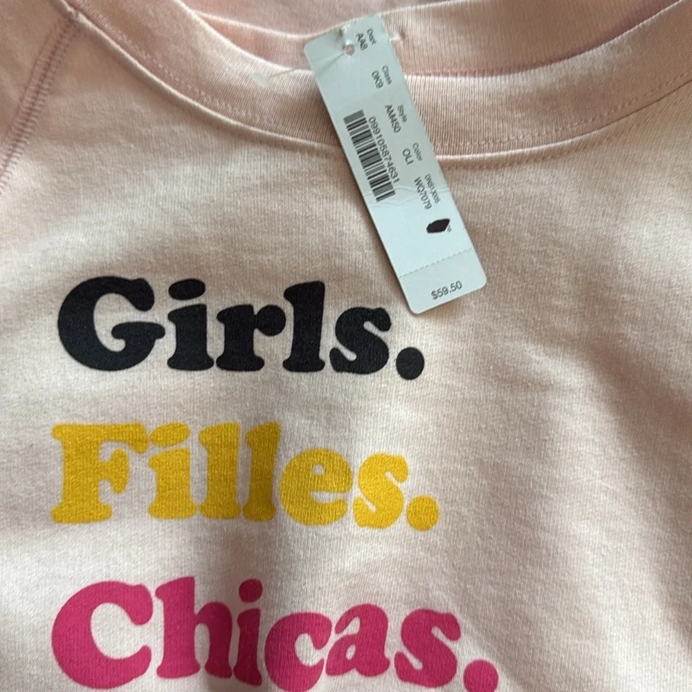 NWT! J.Crew Girls sweatshirt large pastel pink Barbiecore rainbow hyper feminine